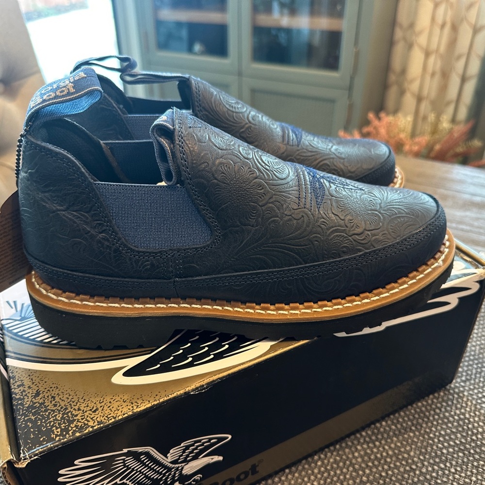 Georgia Industrial Shoe Navy Embossed Loafers